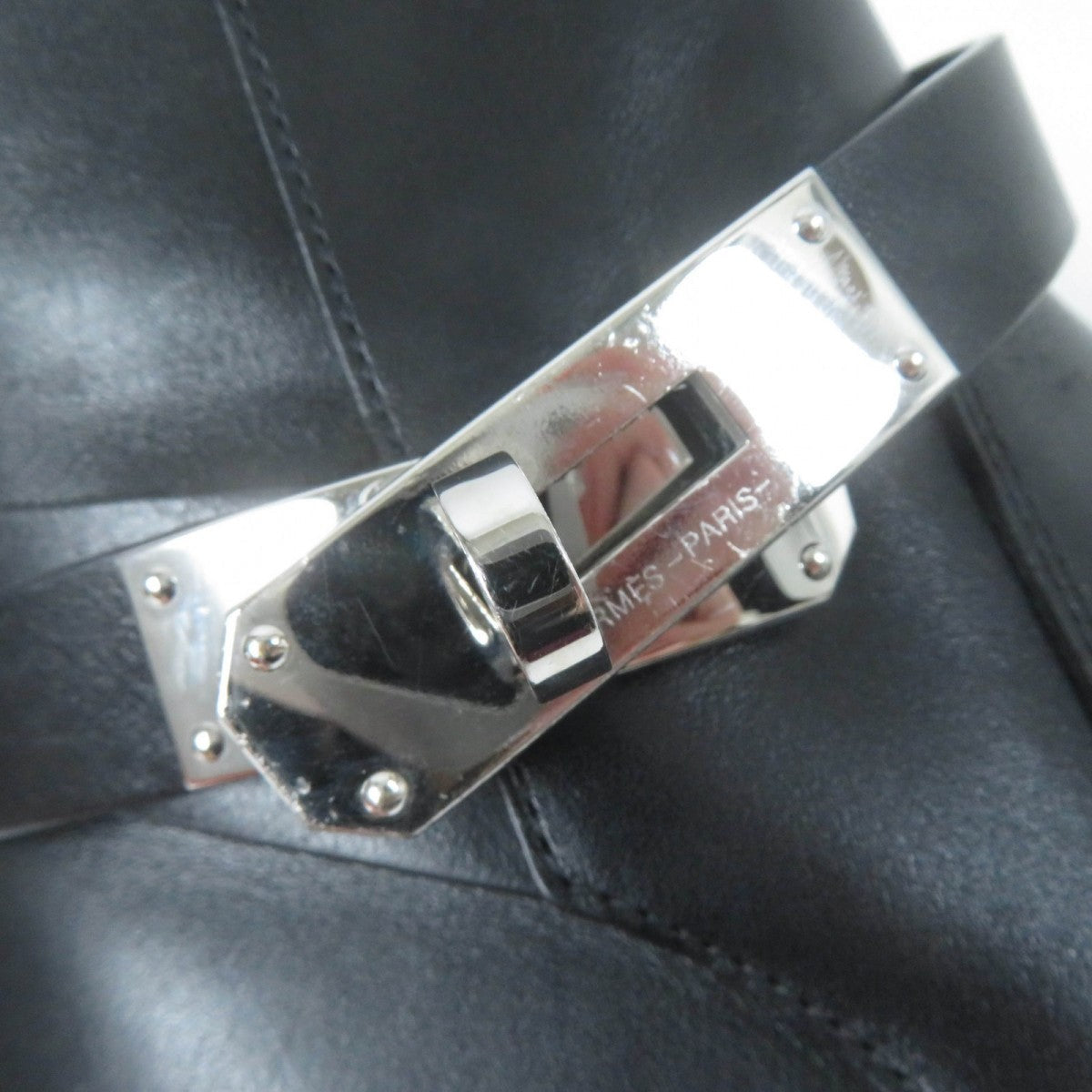 HERMES short boots leather black Neo 36.5