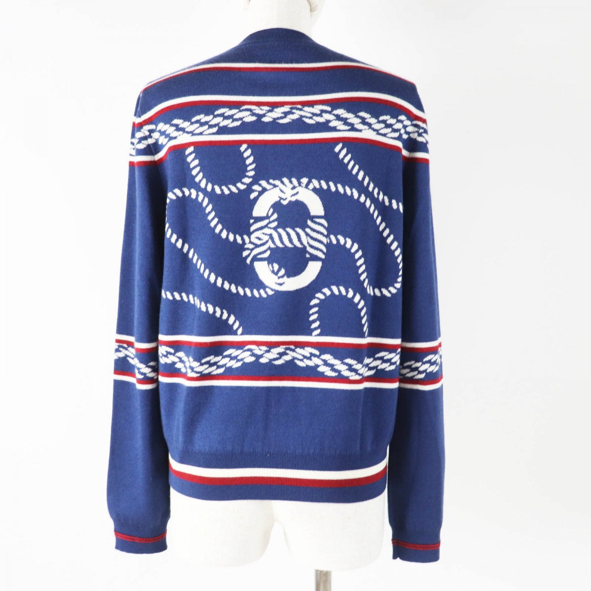 HERMES cardigan 3E2715D4 cashmere Navy white red 38