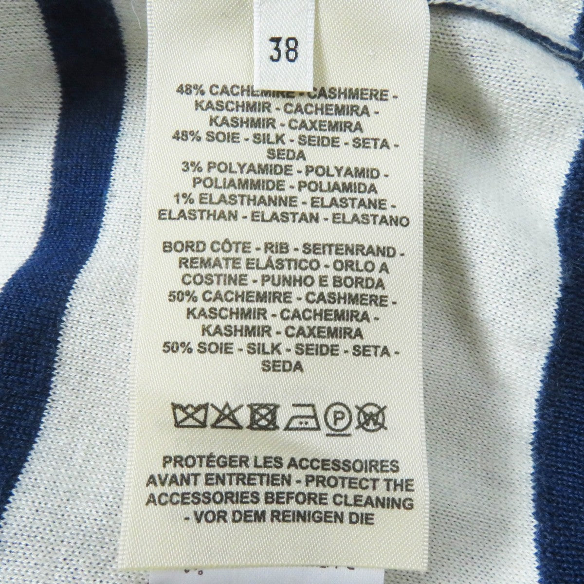 HERMES cardigan 3E2715D4 cashmere Navy white red 38