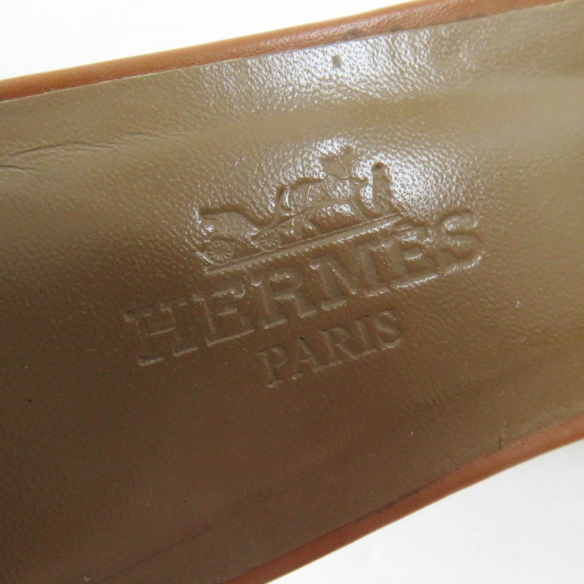 HERMES Sandals leather Brown black white Money 36.5