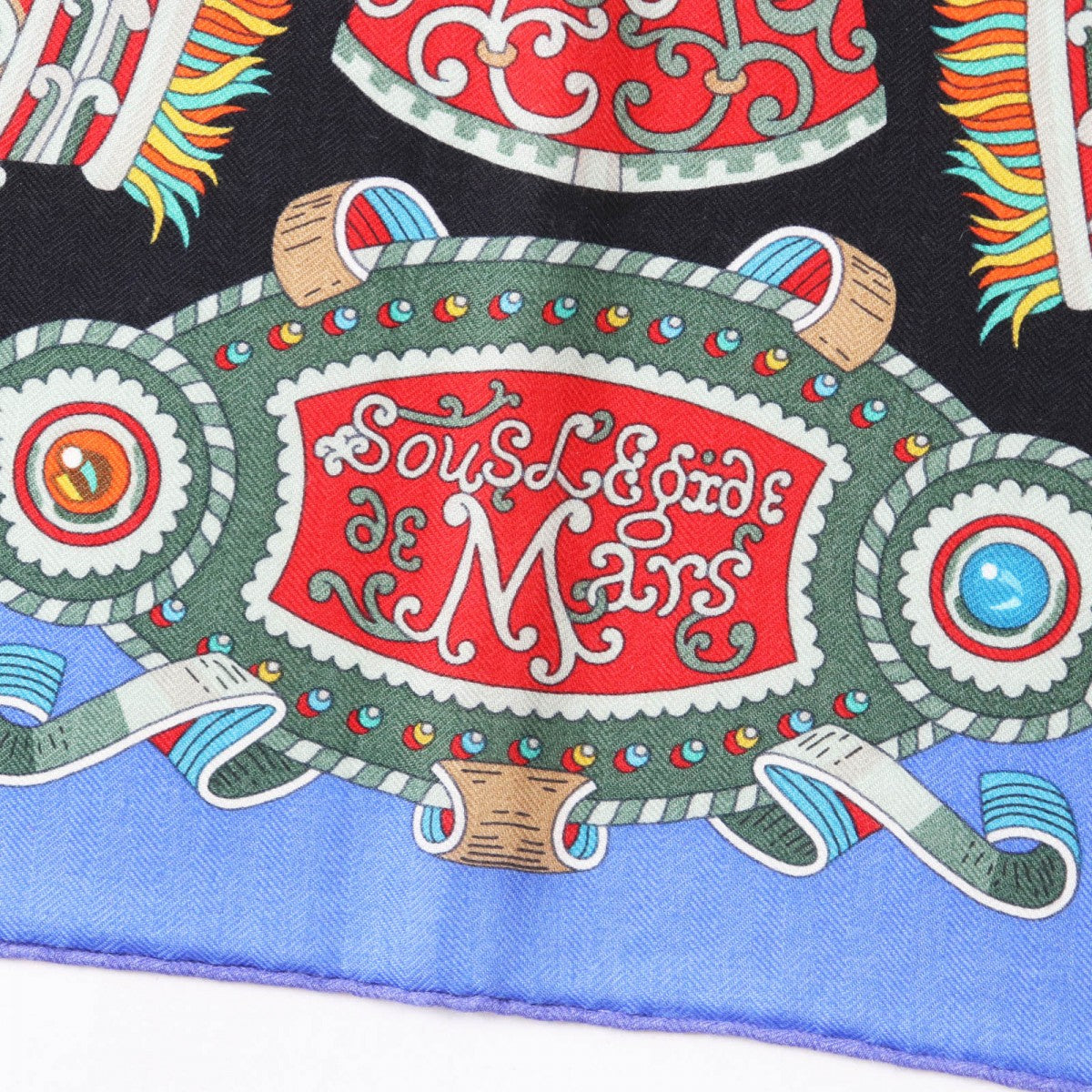 HERMES scarf cashmere blue multi Carre140 SOUS LEGIDE DE MARS