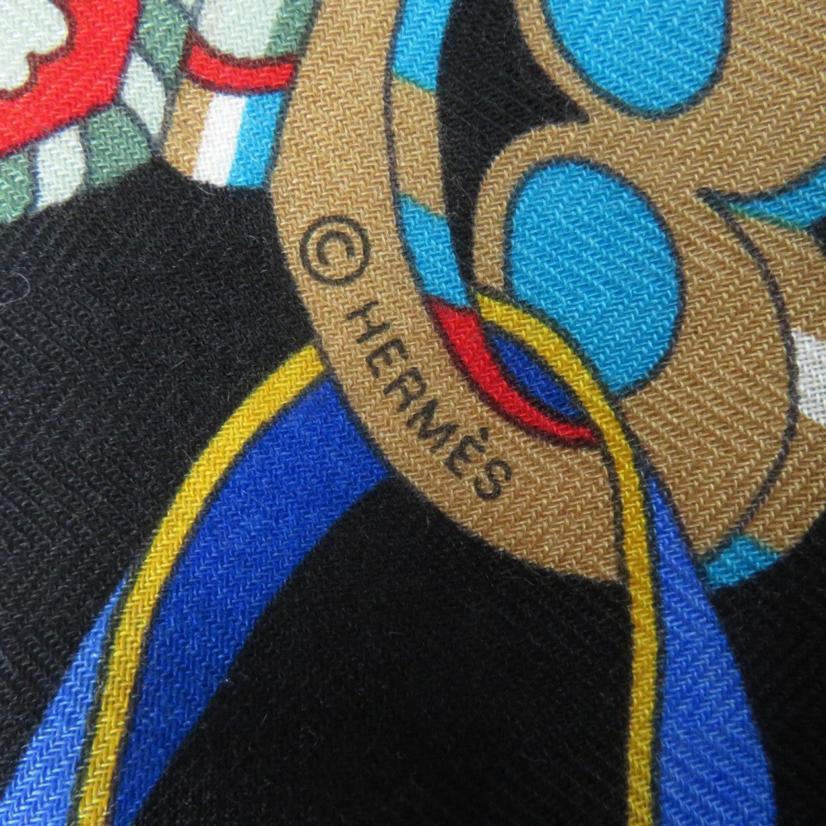 HERMES scarf cashmere blue multi Carre140 SOUS LEGIDE DE MARS