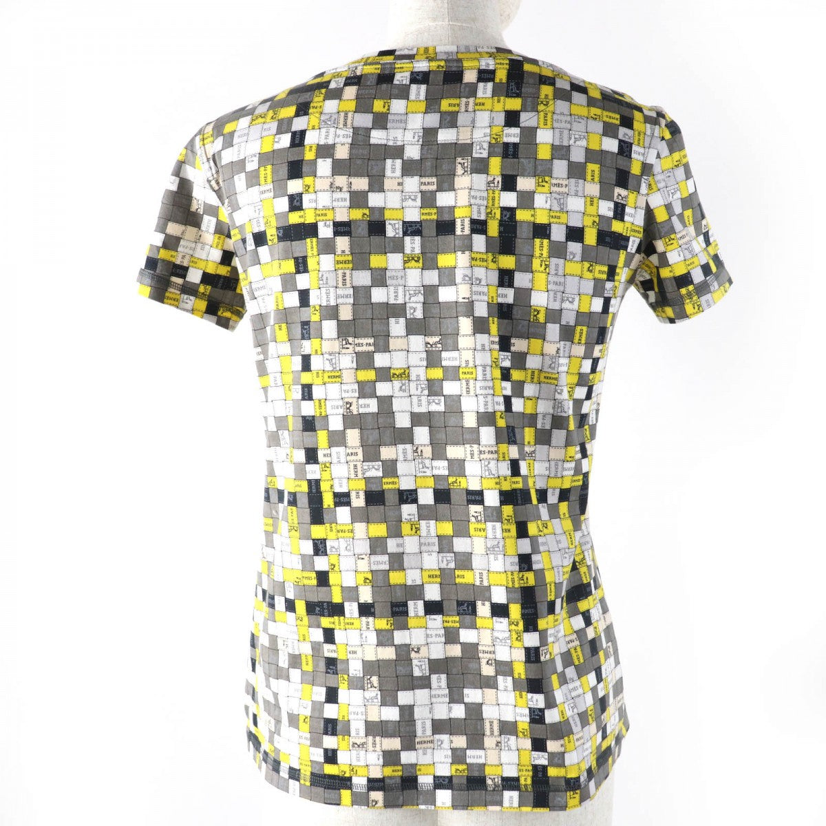 HERMES Short sleeve T-shirt cotton Gray Yellow type 34