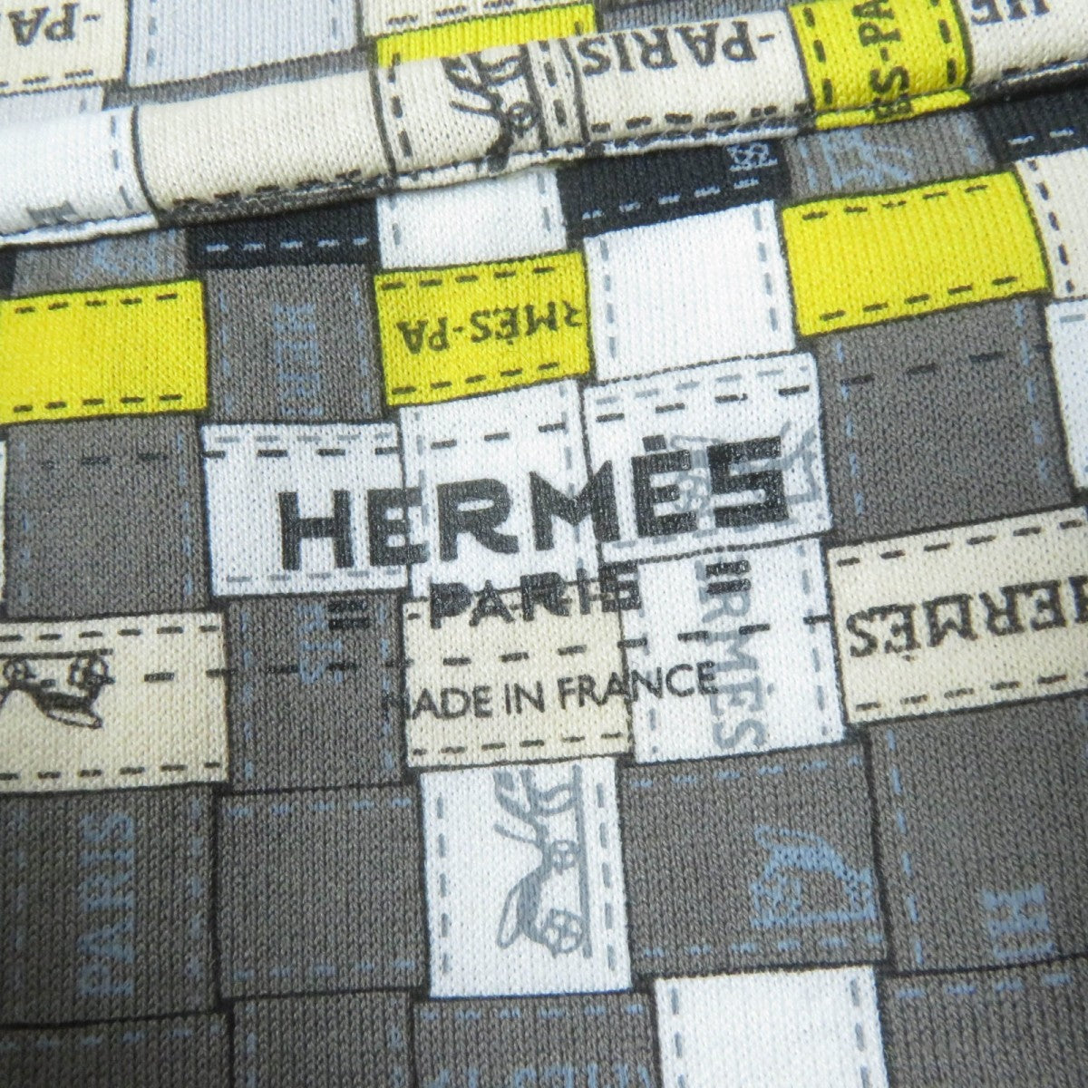 HERMES Short sleeve T-shirt cotton Gray Yellow type 34