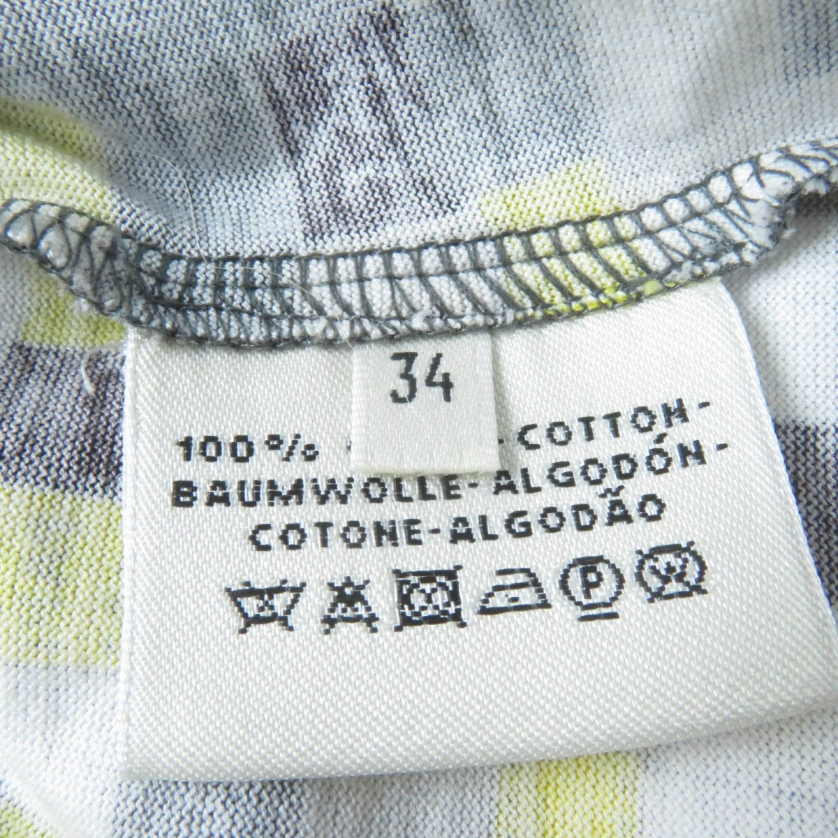 HERMES Short sleeve T-shirt cotton Gray Yellow type 34