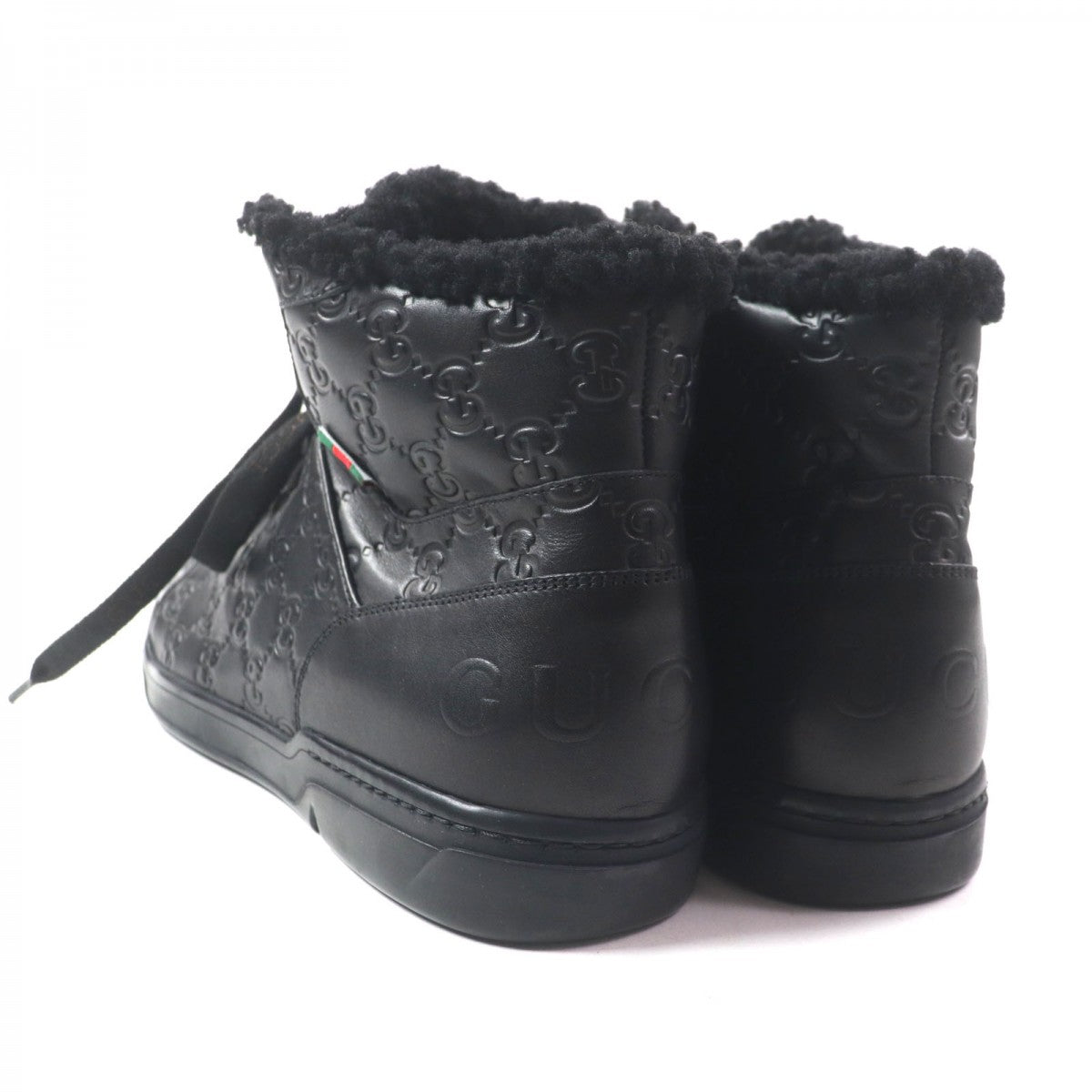 GUCCI High cut sneakers 162958 Sima leather black Web line 7.5