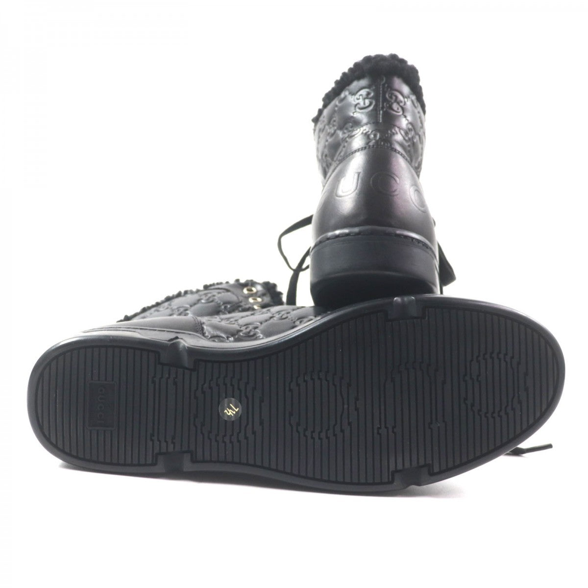 GUCCI High cut sneakers 162958 Sima leather black Web line 7.5