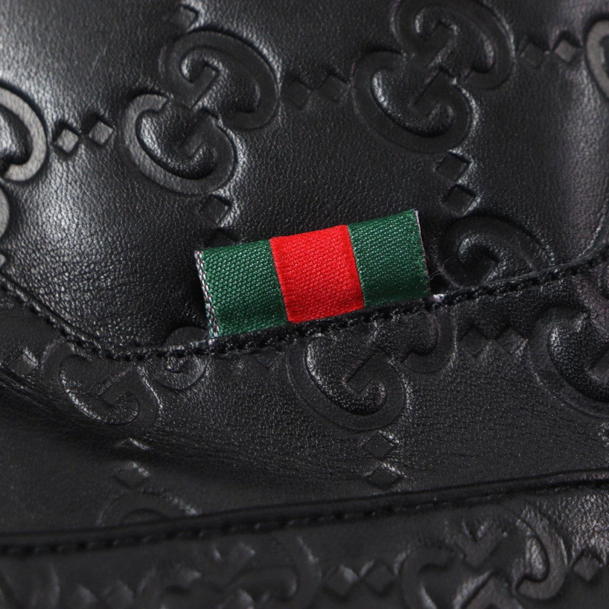 GUCCI High cut sneakers 162958 Sima leather black Web line 7.5