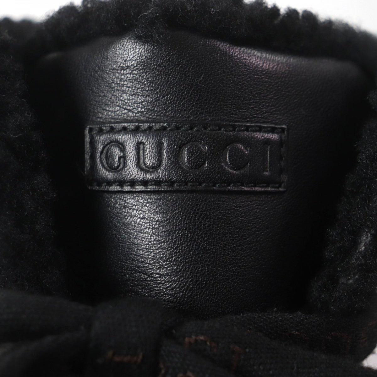 GUCCI High cut sneakers 162958 Sima leather black Web line 7.5
