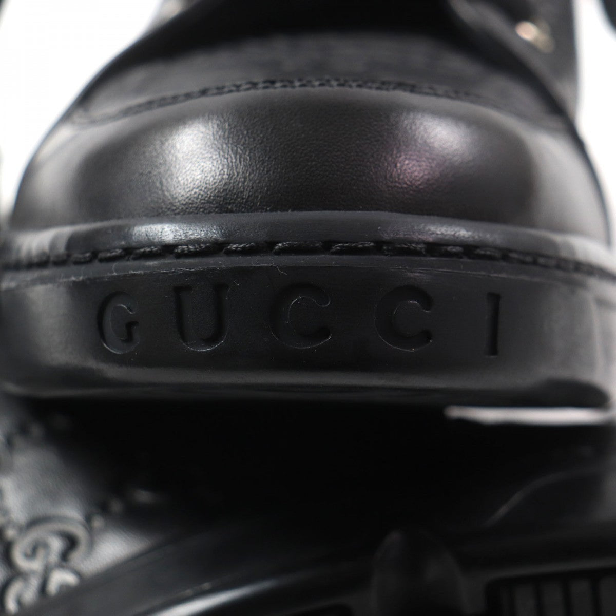 GUCCI High cut sneakers 162958 Sima leather black Web line 7.5