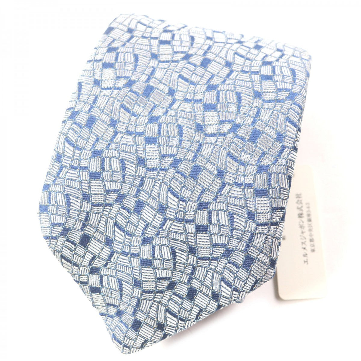 HERMES tie silk Gray navy