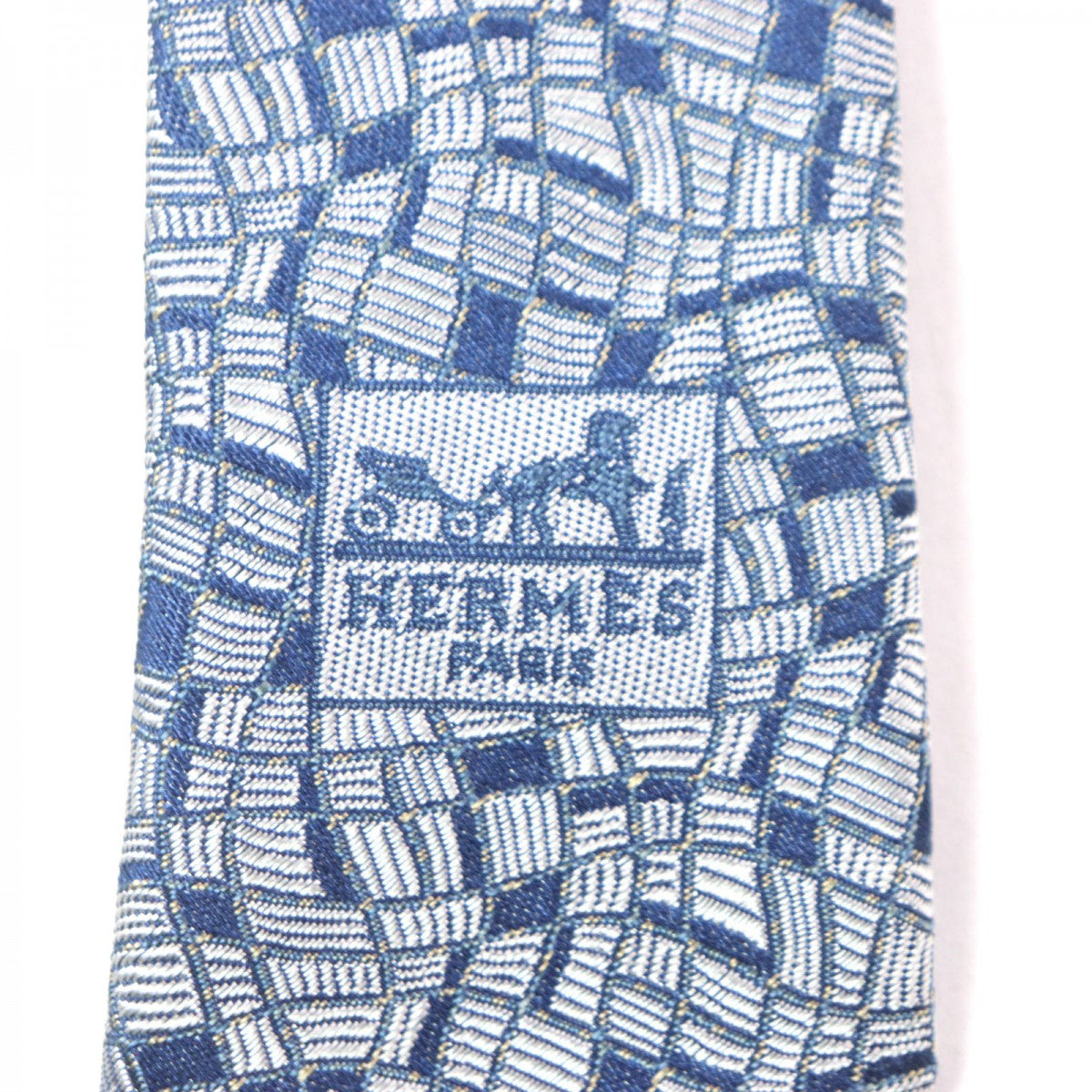 HERMES tie silk Gray navy