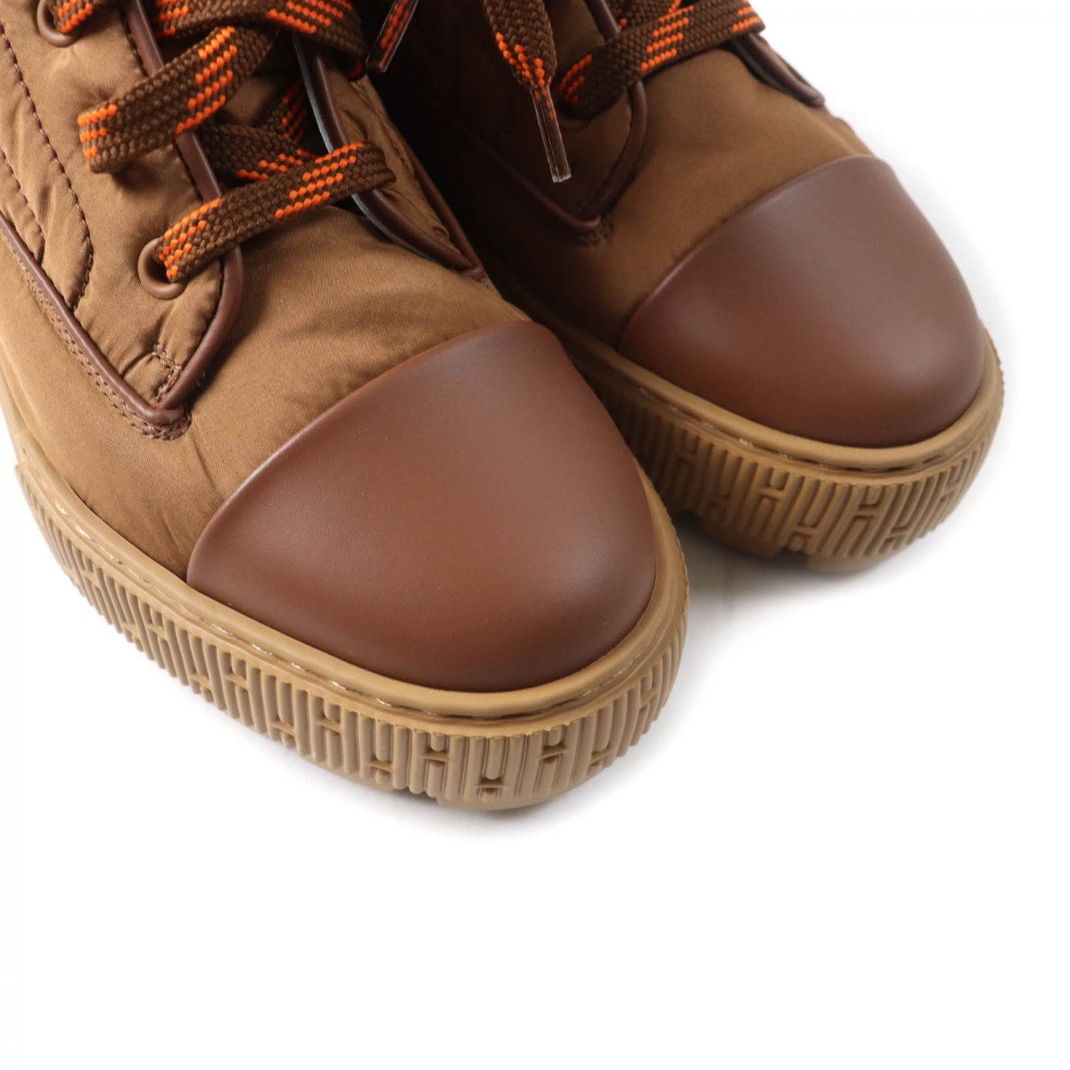 HERMES short boots H232064Z quilted parachute , chevre , rubber , Brown fresh 35.5