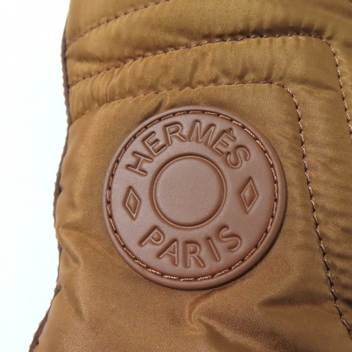 HERMES short boots H232064Z quilted parachute , chevre , rubber , Brown fresh 35.5