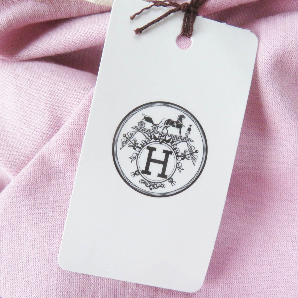 HERMES Short sleeve T-shirt 2E4602DU cotton Dusty Pink Cartouche Micro T-shirt 36