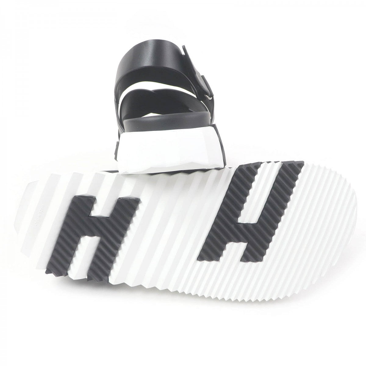 HERMES Sandals leather black Electric 44