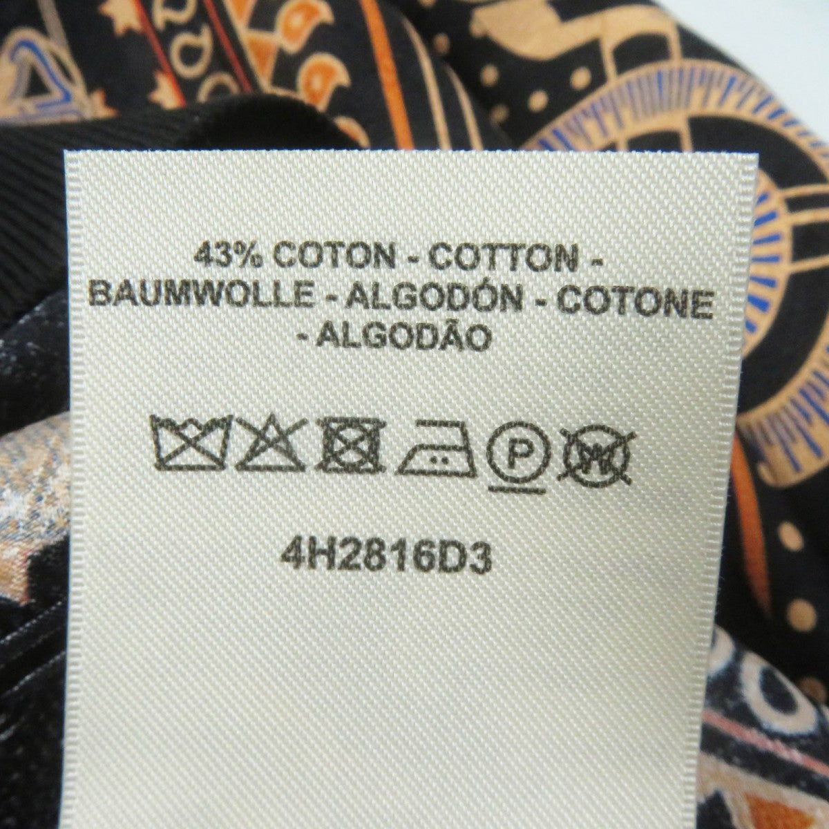 HERMES Short sleeve knit 4H2816D3 silk Black orange Apron Doll Bandana 34