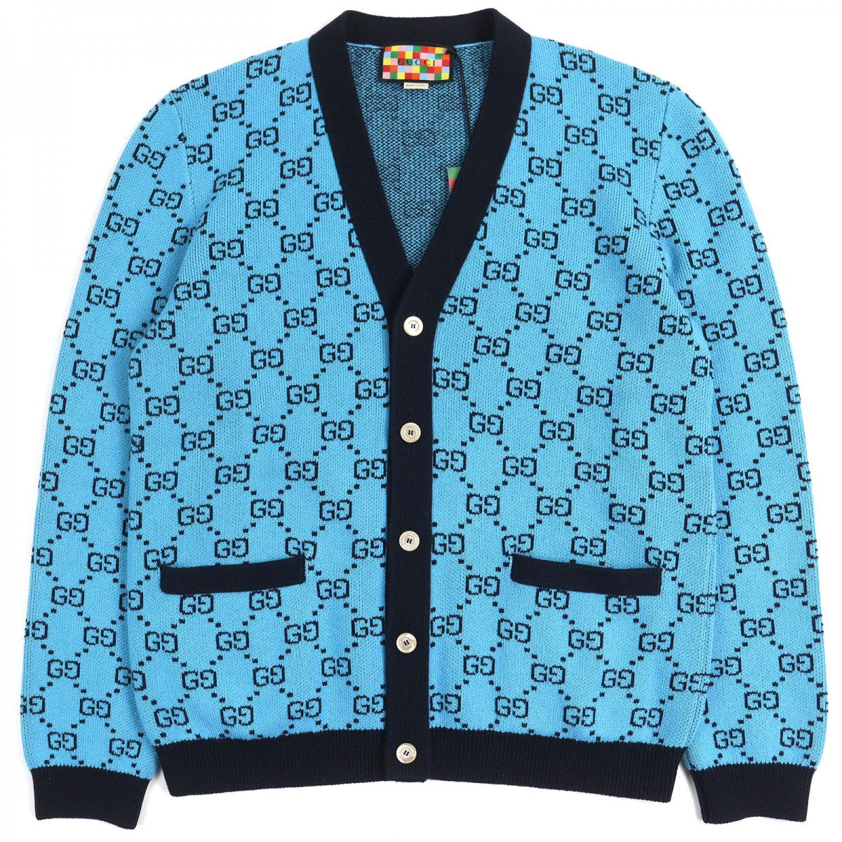 GUCCI cardigan 661156 wool blue-black L