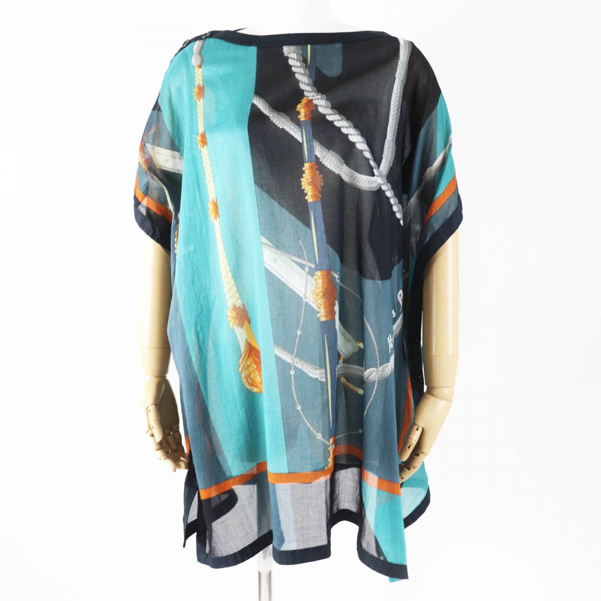 HERMES poncho cotton Green Black type clic clac click crack 34