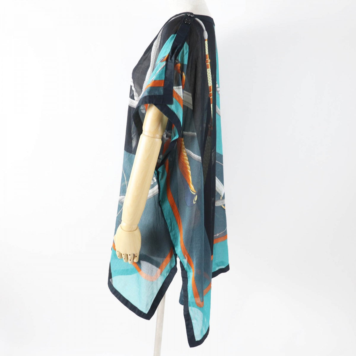 HERMES poncho cotton Green Black type clic clac click crack 34