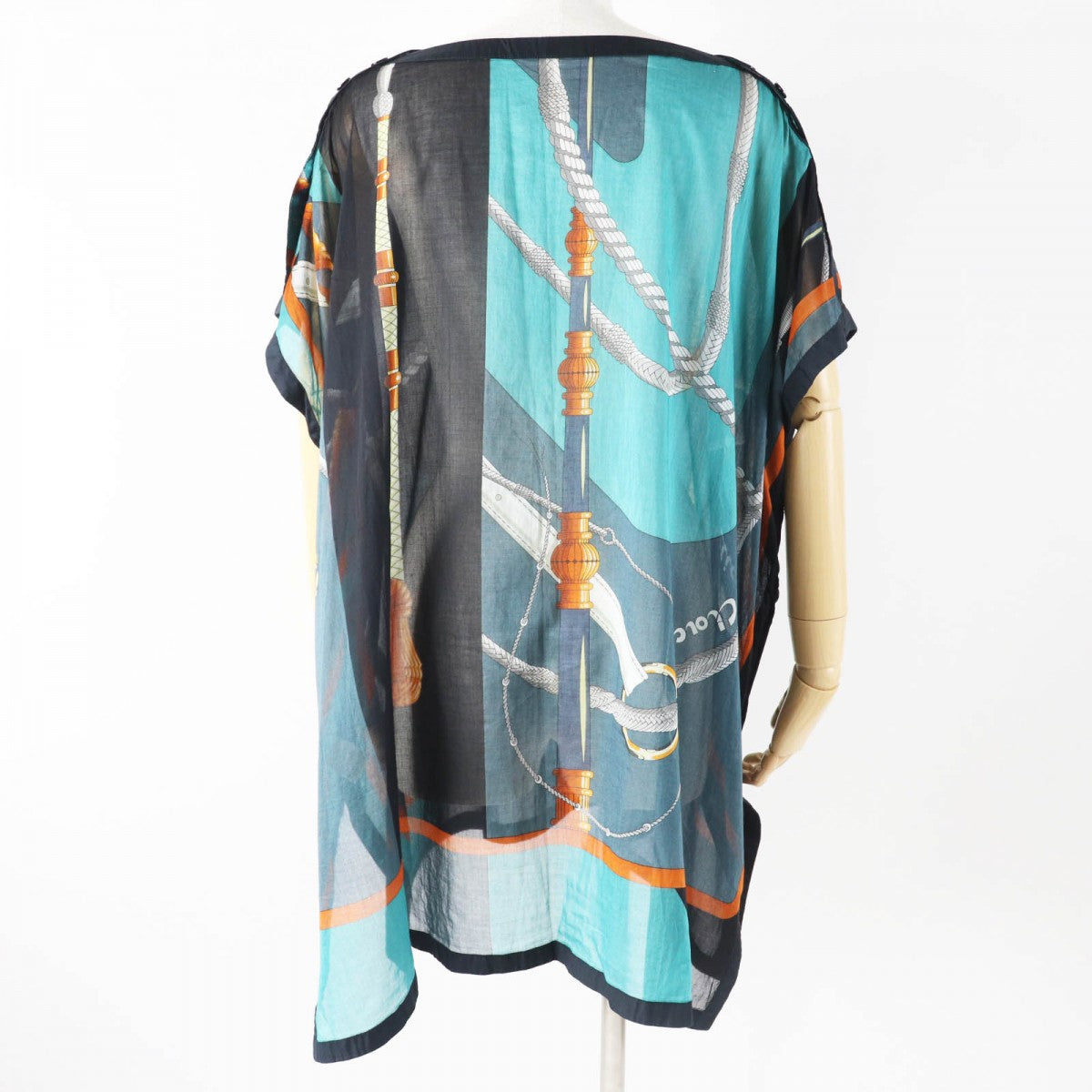 HERMES poncho cotton Green Black type clic clac click crack 34