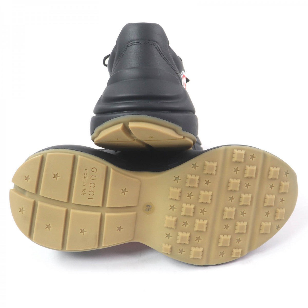 GUCCI Low cut sneakers 523609 leather black Ryton 6.5