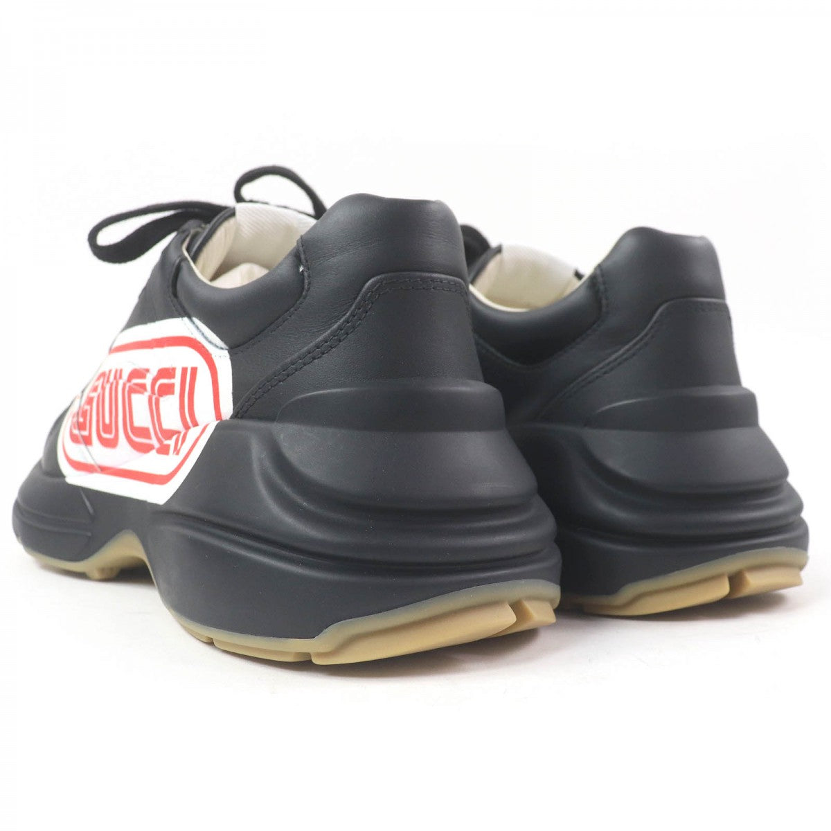 GUCCI Low cut sneakers 523609 leather black Ryton 6.5