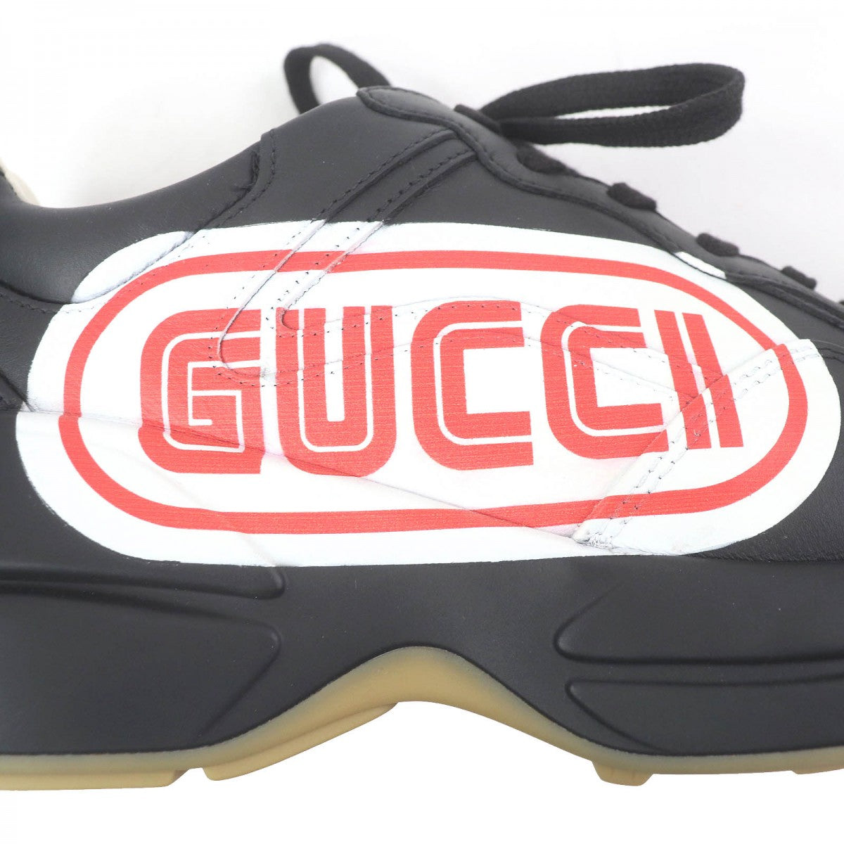 GUCCI Low cut sneakers 523609 leather black Ryton 6.5