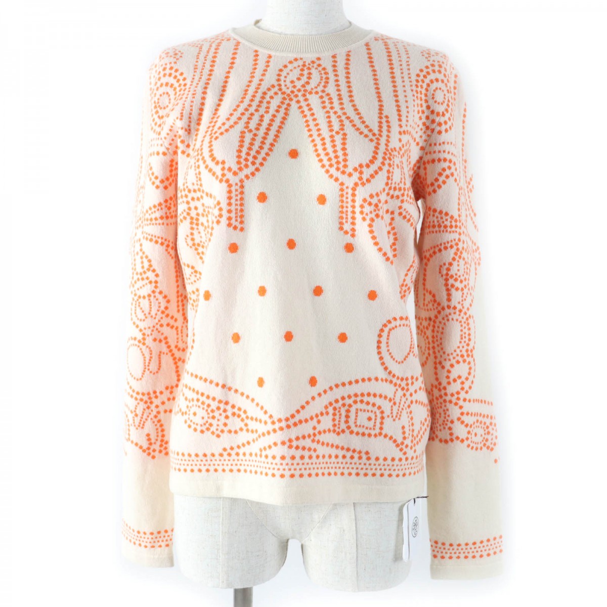 HERMES knit cashmere Beige Orange type BRIDES de GALA Ceremony Bridle 40