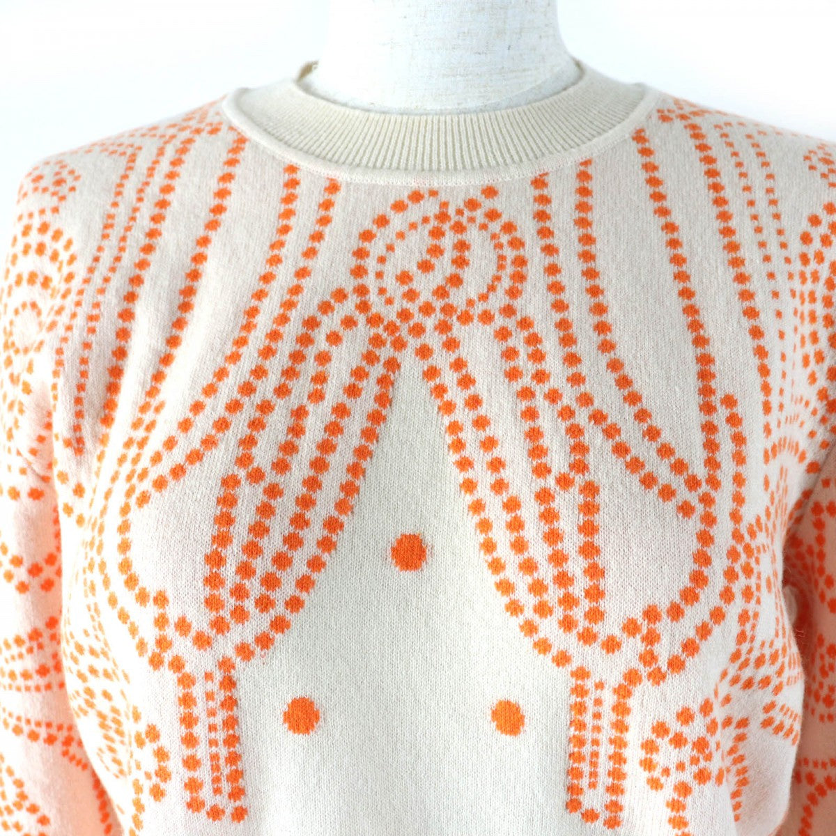HERMES knit cashmere Beige Orange type BRIDES de GALA Ceremony Bridle 40