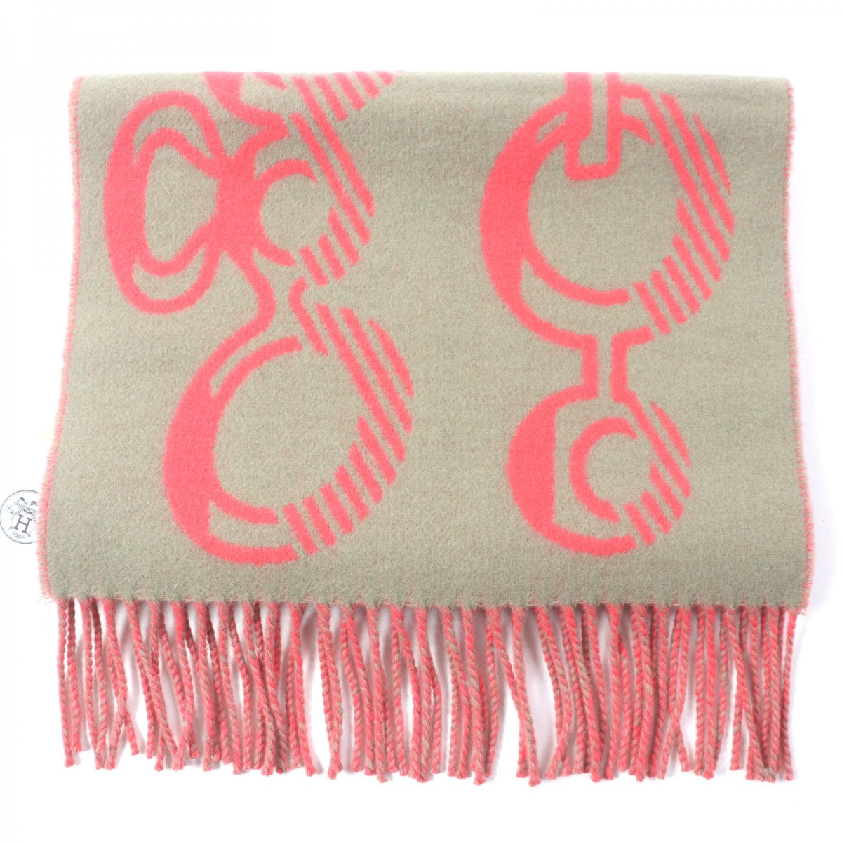 HERMES Scarf cashmere Greige Pink Drebuckle