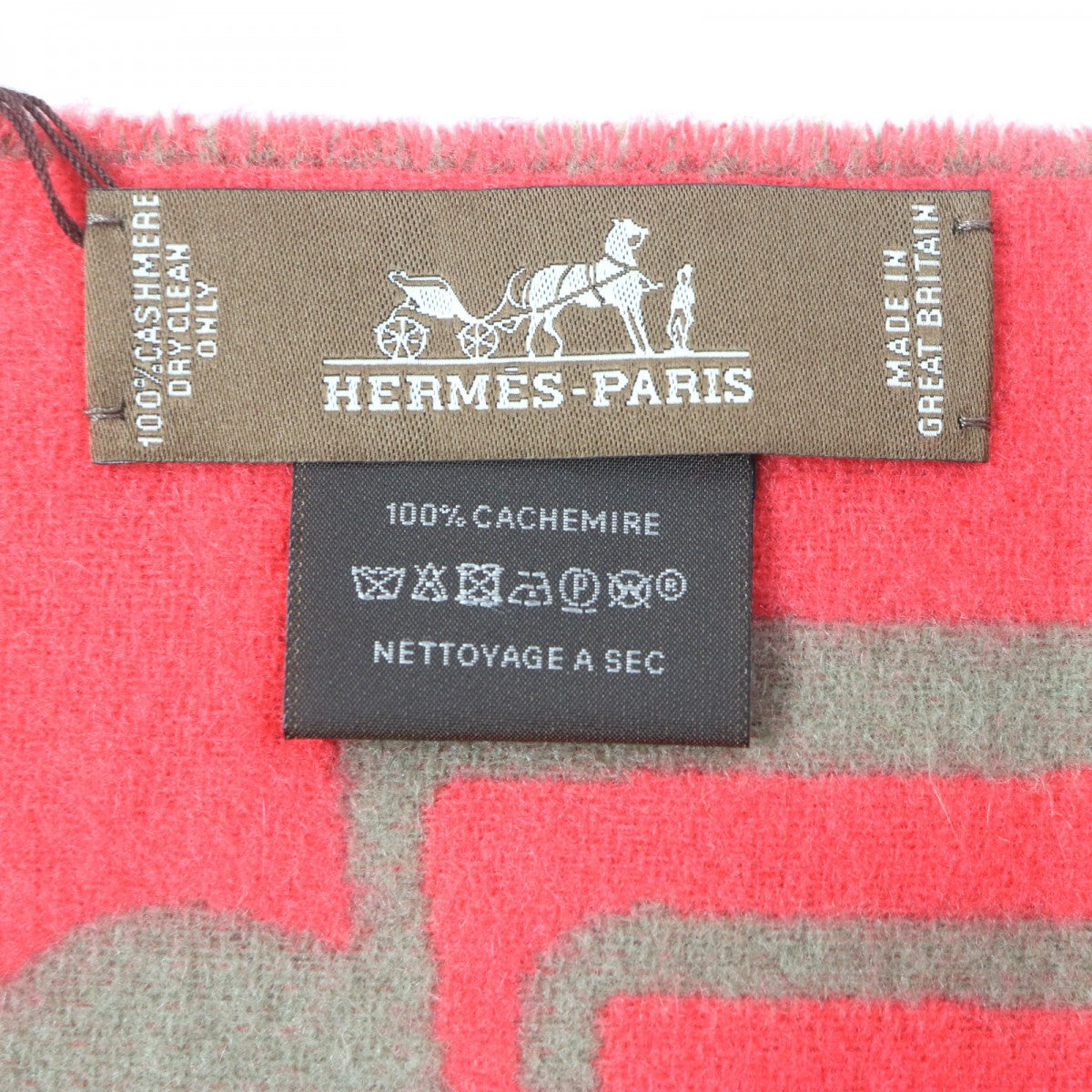HERMES Scarf cashmere Greige Pink Drebuckle