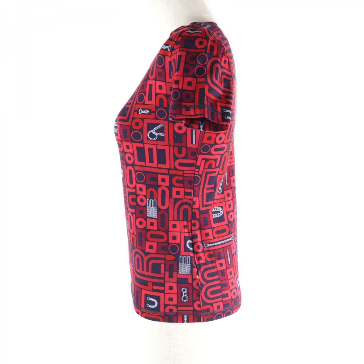 HERMES Short sleeve T-shirt cotton Red navy 34