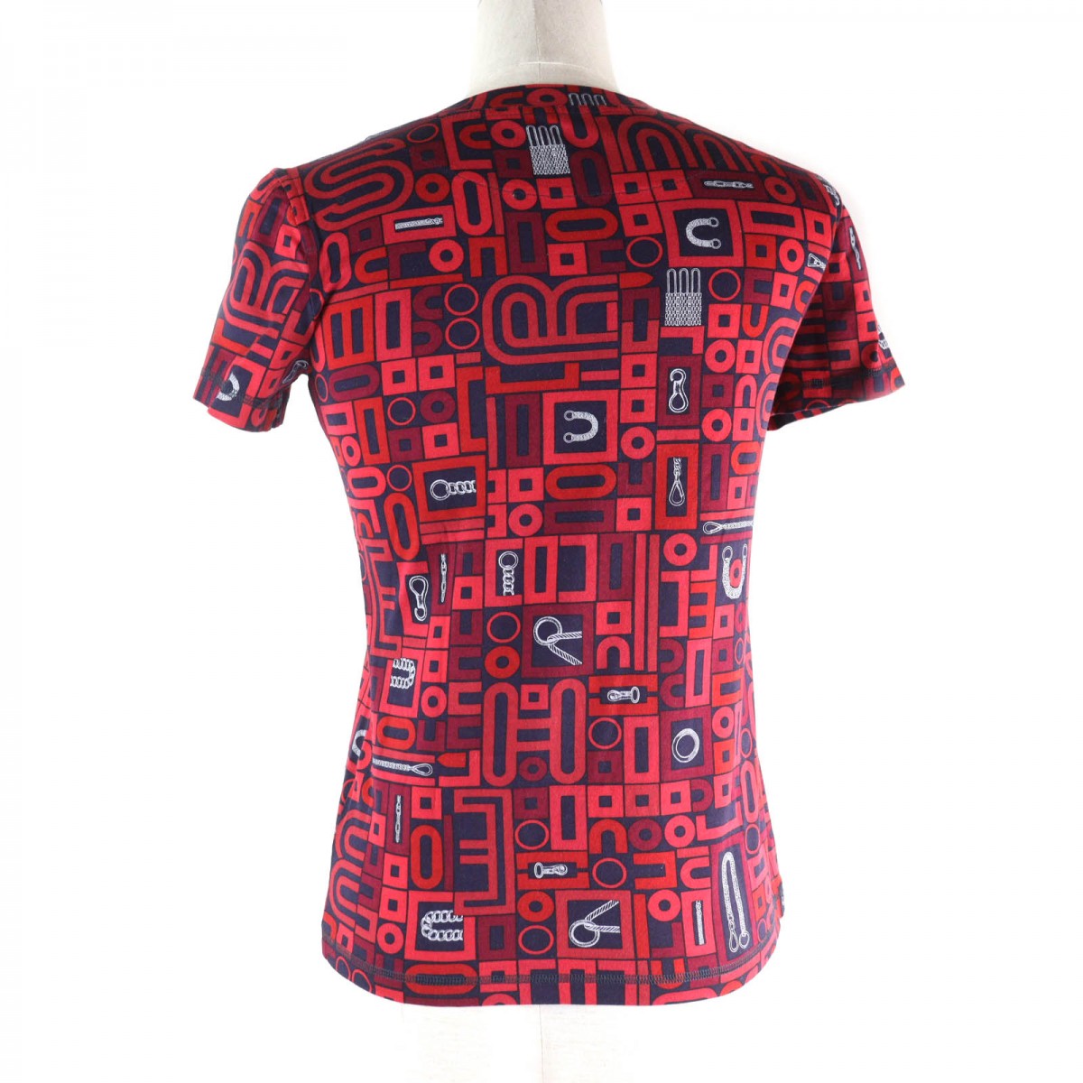 HERMES Short sleeve T-shirt cotton Red navy 34
