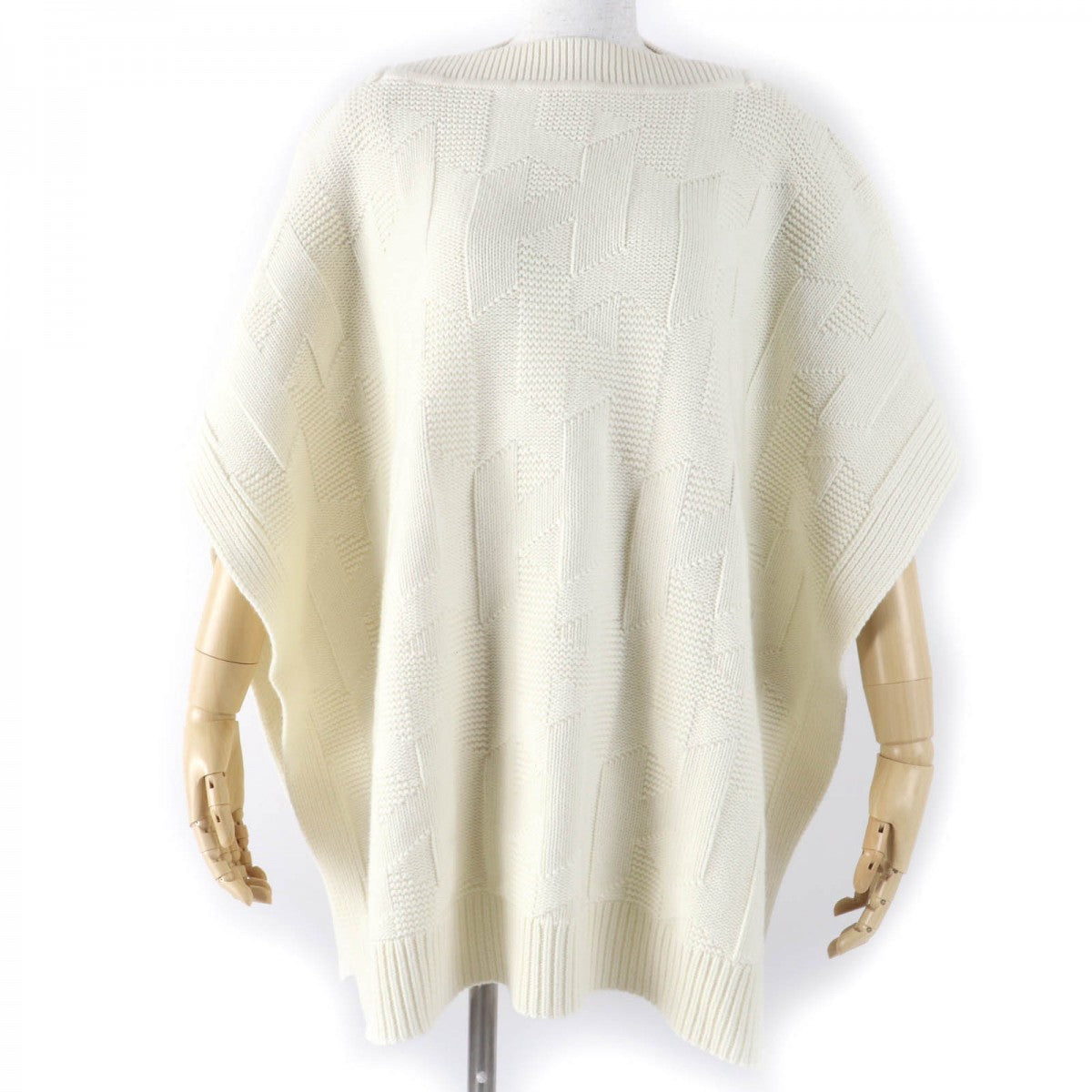 HERMES poncho wool Ivory 34