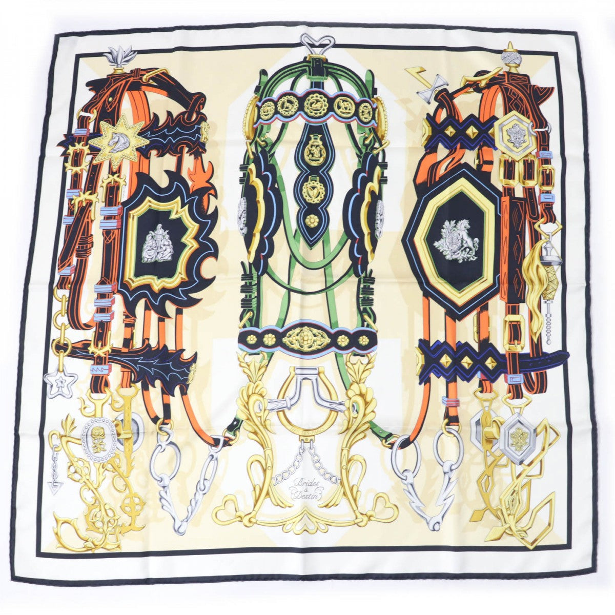 HERMES scarf silk multicolor Carre90 Brides et Destin