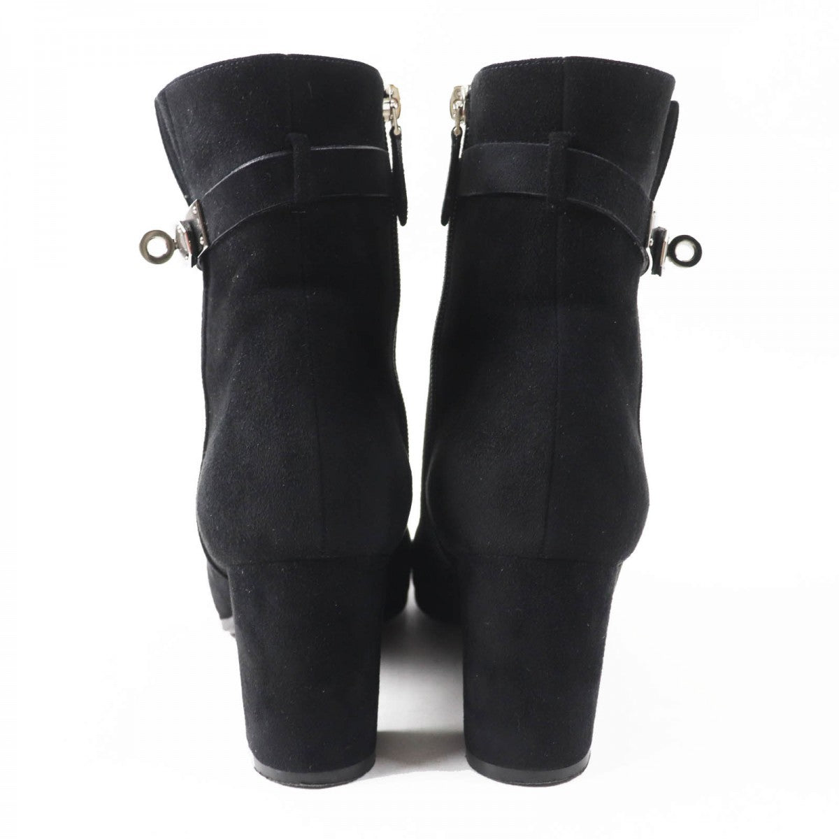 HERMES short boots Suede leather black Saint Germain 38.5