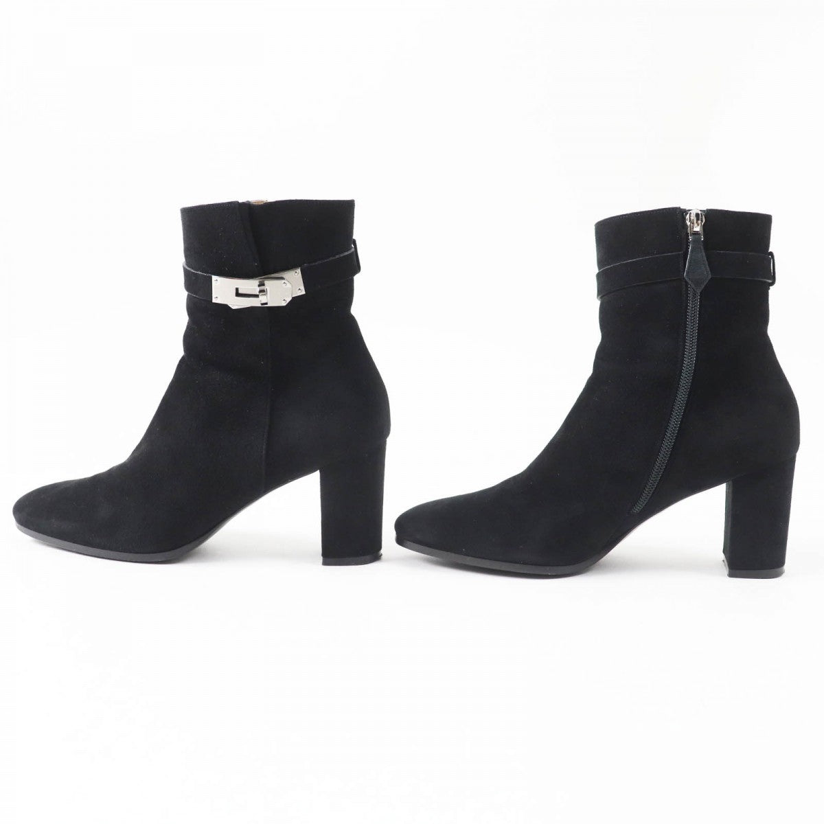 HERMES short boots Suede leather black Saint Germain 38.5