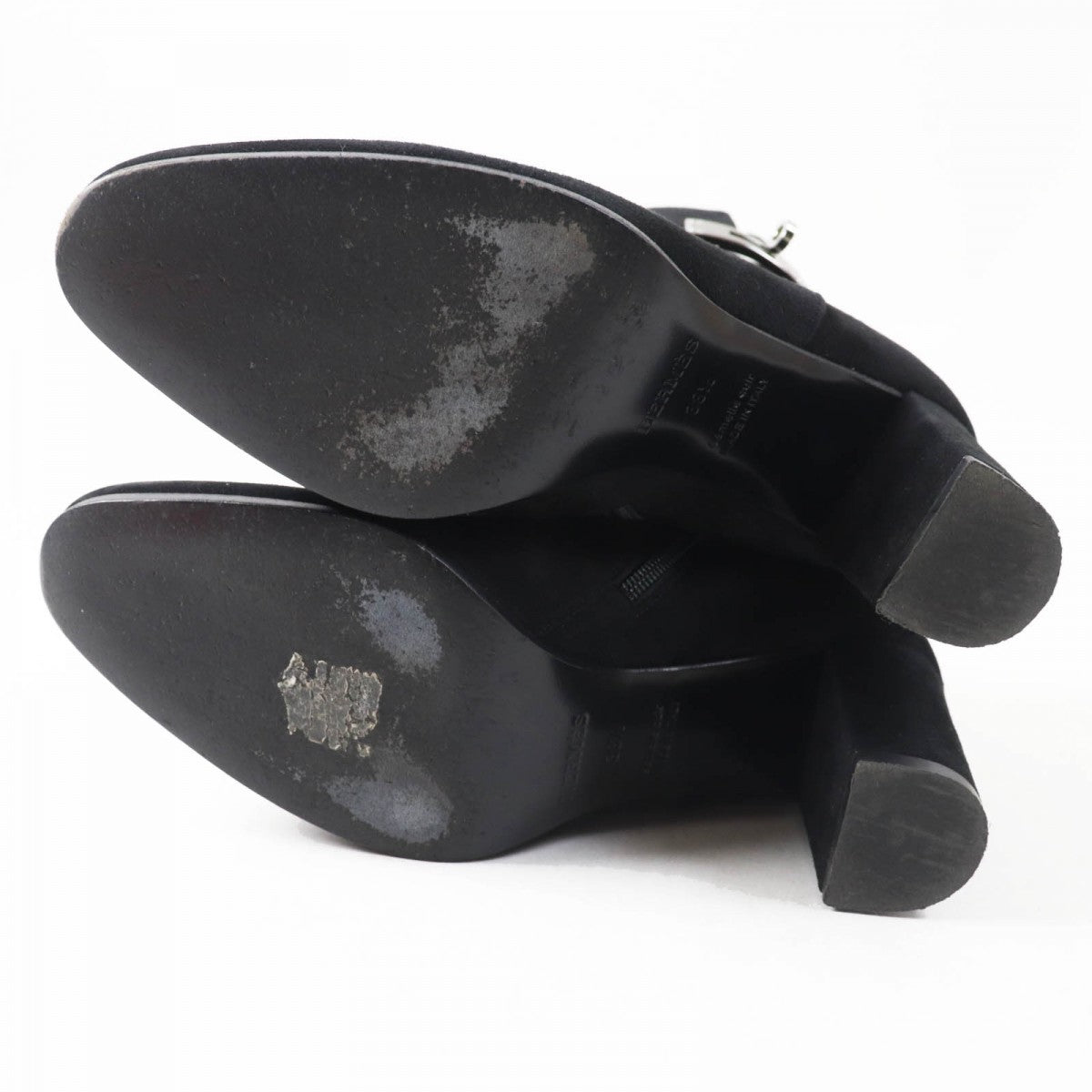 HERMES short boots Suede leather black Saint Germain 38.5