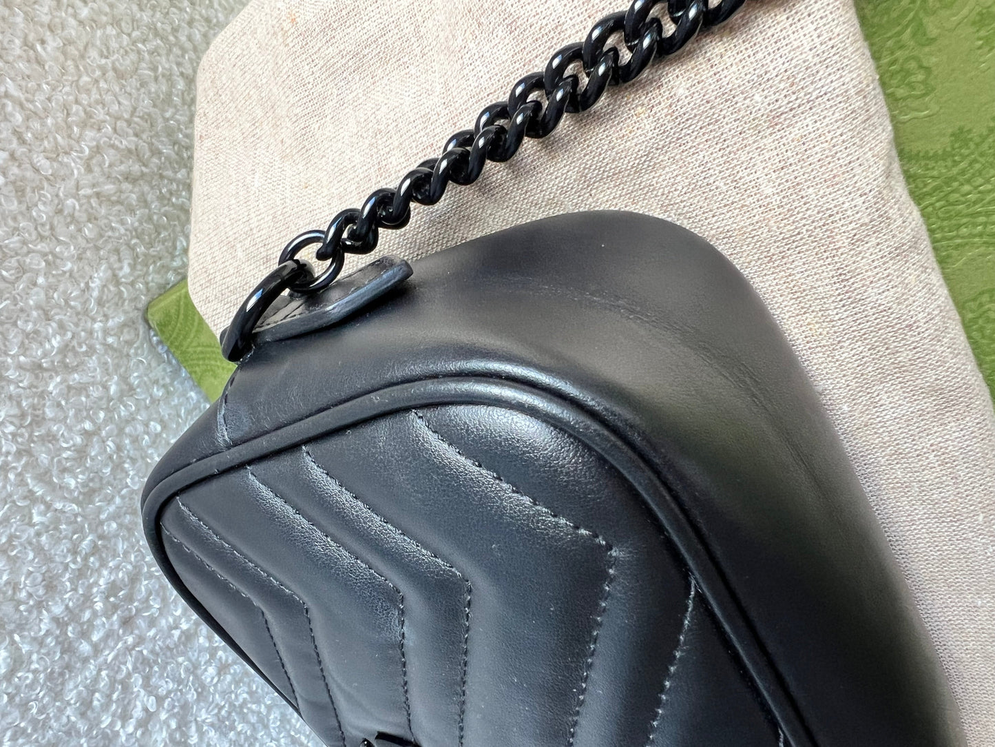 Gucci GG Black on Black Marmont Mini Shoulder Bag (RRP £1,160)