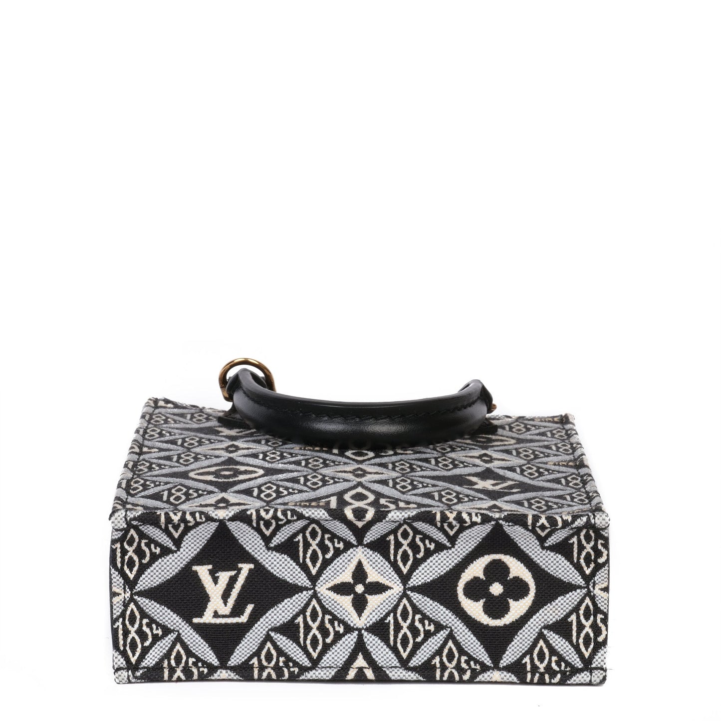 Louis Vuitton Black 1854 Monogram Canvas & Calfskin Leather Mini Sac Plat Shoulder Bag