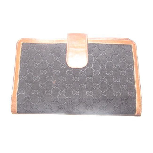 Gucci Black G Logo Brown Red Green Clutch Xl Bi Fold Wallet