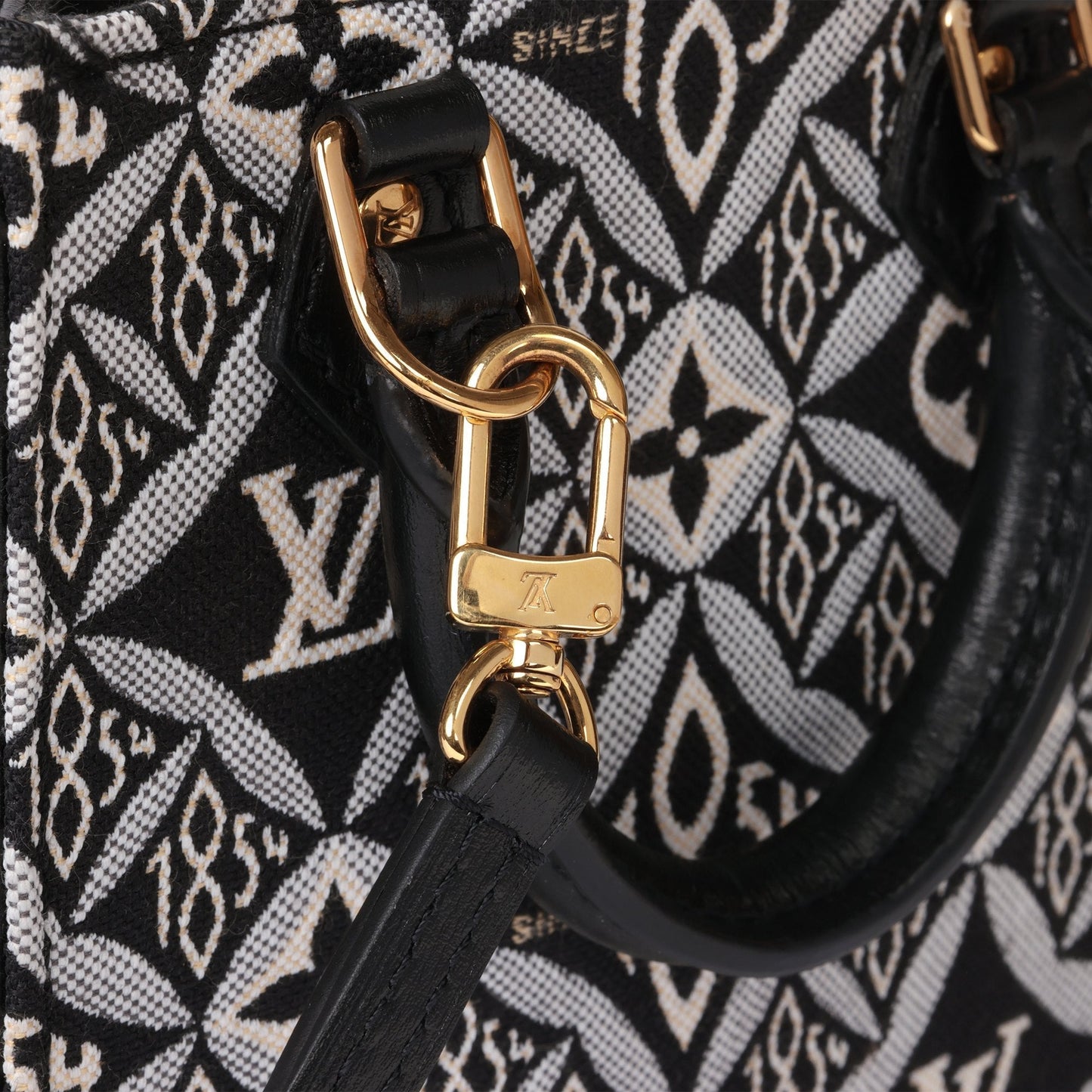 Louis Vuitton Black 1854 Monogram Canvas & Calfskin Leather Mini Sac Plat Shoulder Bag