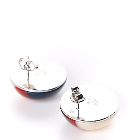 Gucci Sylvie Resin Web Stud Earrings in Blue and Red