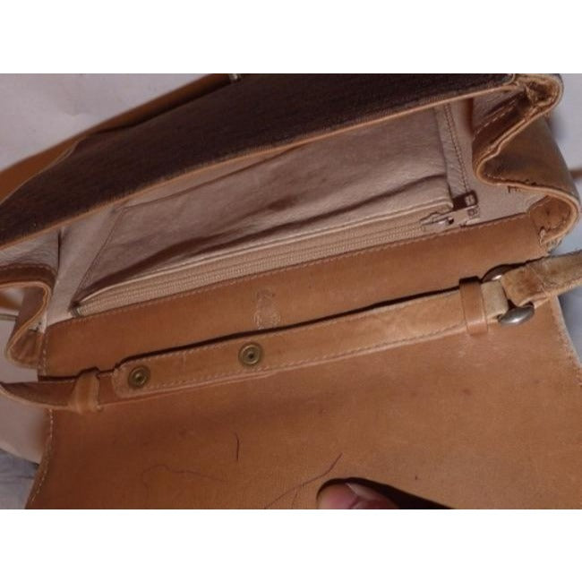 Gucci Vintage Purses Camel Leather Brown Small G Logo Print Canvas And Cross Body Bag