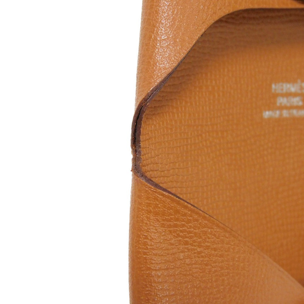 HERMES Coin case Vaugham Tofi Madame Calfskin Pressed Toffee Brown Snap Button Coin Pocket Wallet Bastia Women(Unisex) Used