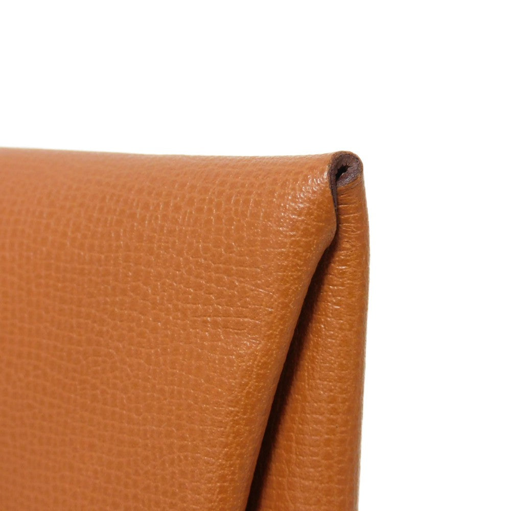HERMES Coin case Vaugham Tofi Madame Calfskin Pressed Toffee Brown Snap Button Coin Pocket Wallet Bastia Women(Unisex) Used
