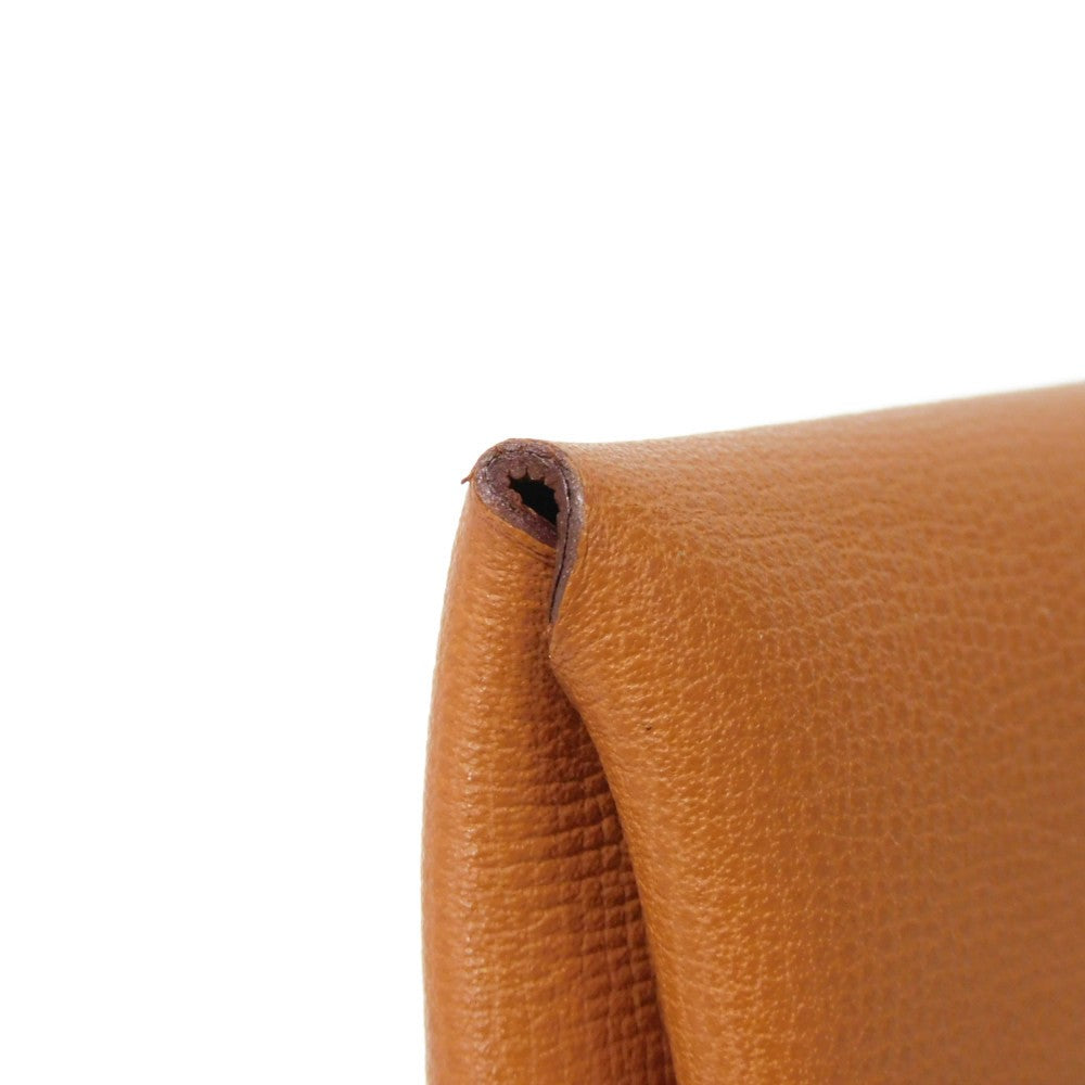 HERMES Coin case Vaugham Tofi Madame Calfskin Pressed Toffee Brown Snap Button Coin Pocket Wallet Bastia Women(Unisex) Used