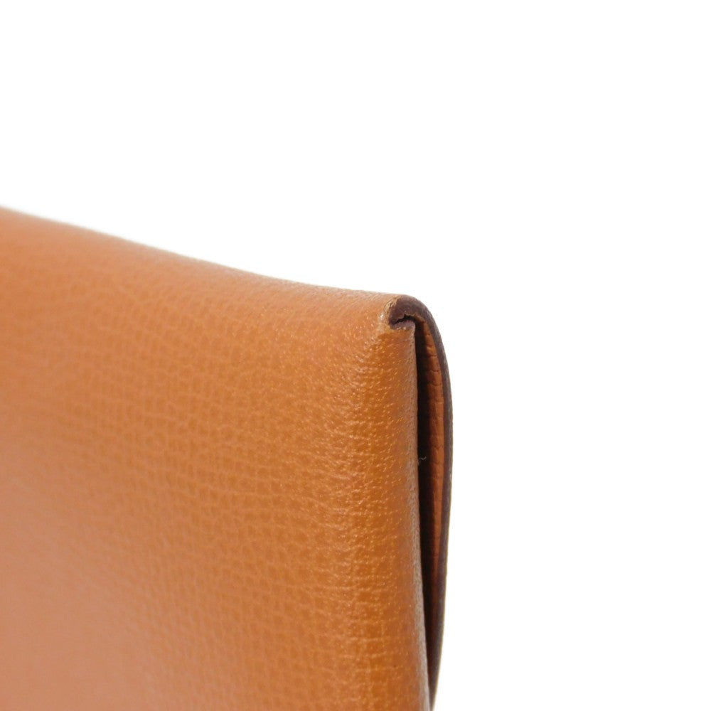 HERMES Coin case Vaugham Tofi Madame Calfskin Pressed Toffee Brown Snap Button Coin Pocket Wallet Bastia Women(Unisex) Used