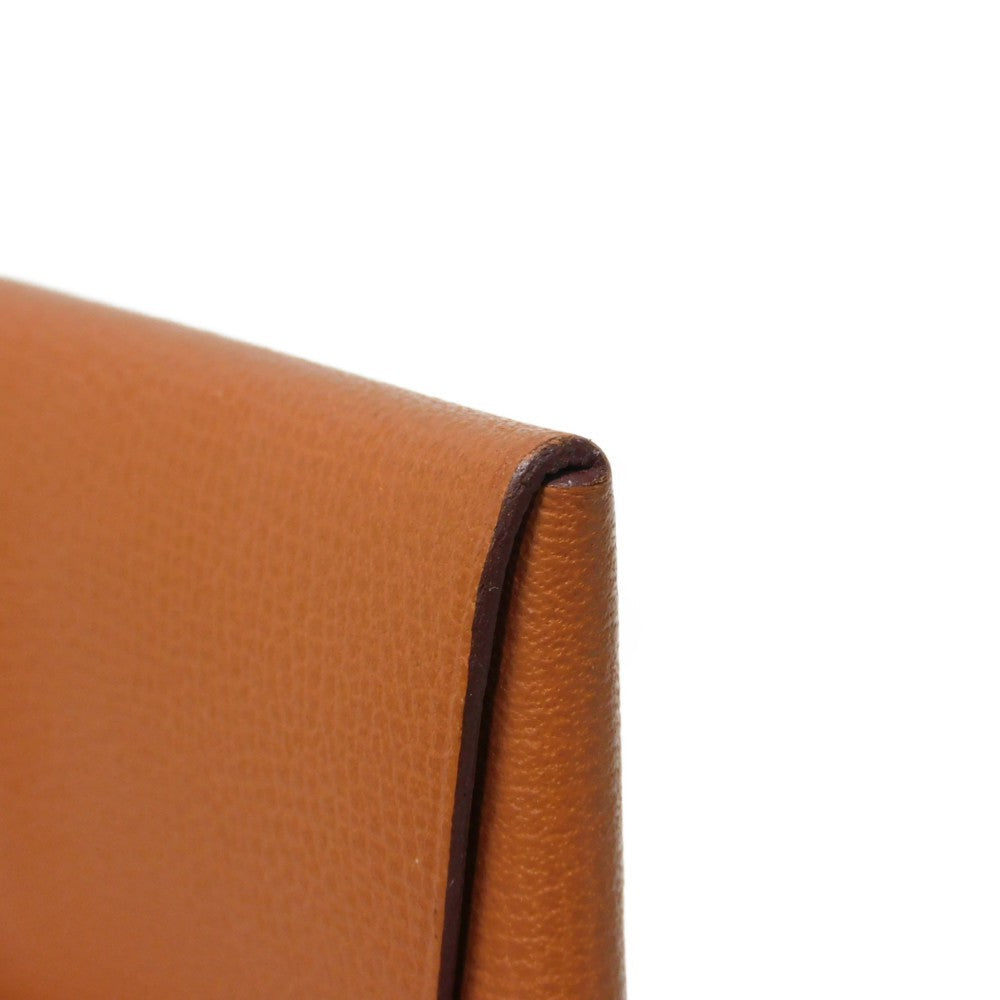 HERMES Coin case Vaugham Tofi Madame Calfskin Pressed Toffee Brown Snap Button Coin Pocket Wallet Bastia Women(Unisex) Used